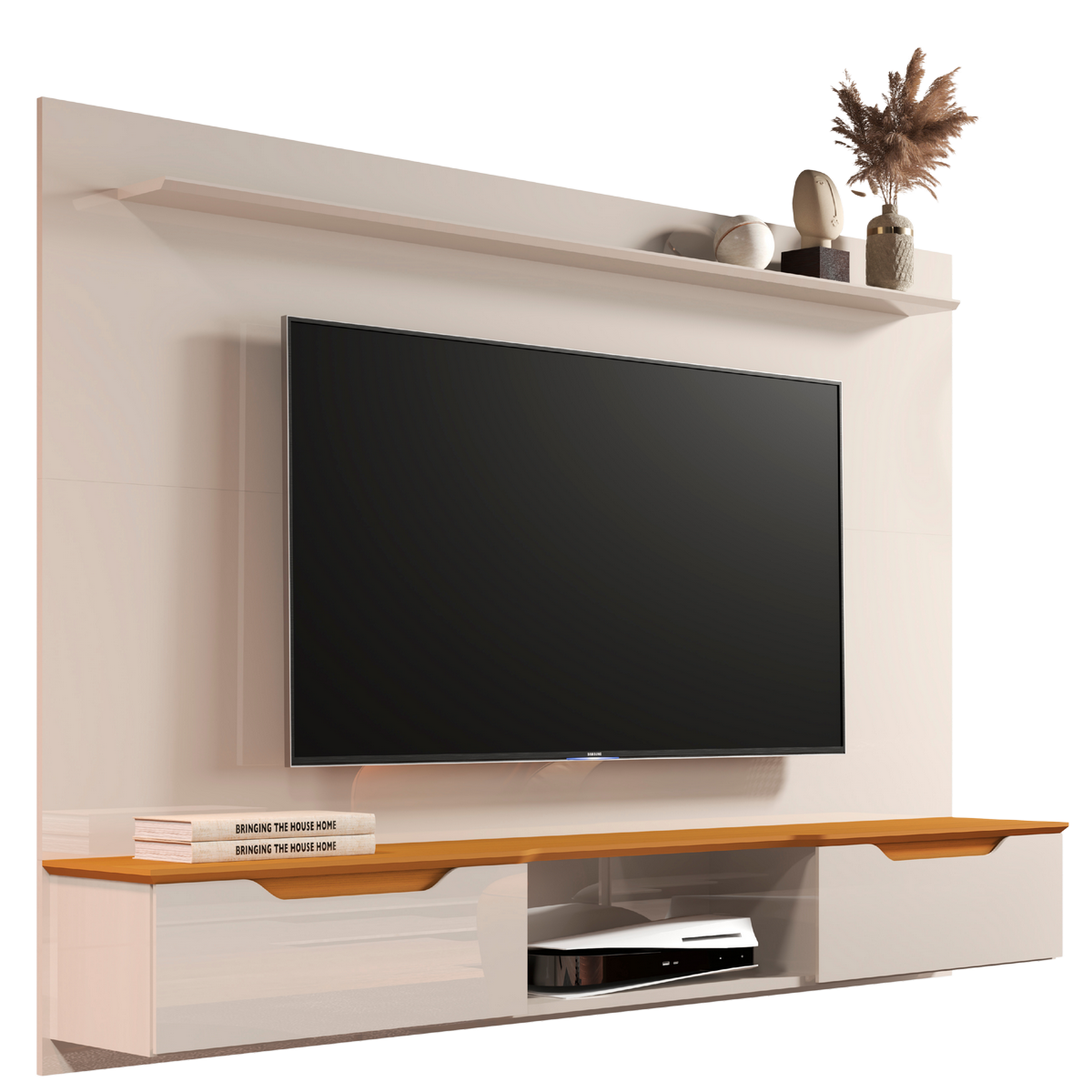 Painel até 75" Studio 2.18 Off White/Cedro - EDN MÓVEIS - Imagem 5