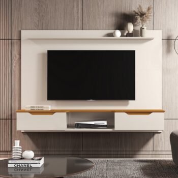 Painel até 75" Studio 2.18 Off White/Cedro - EDN MÓVEIS