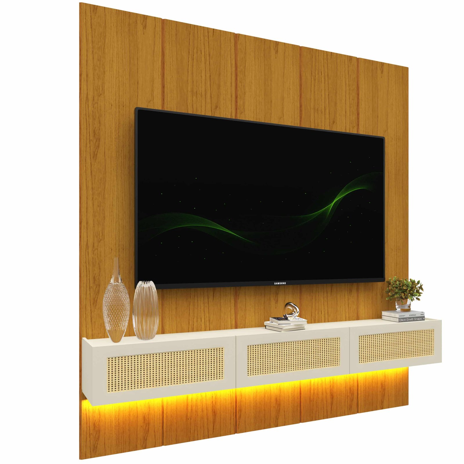 Home Suspenso até 85" Realce 2,225 m Naturale com Nicho Native Off White - GELIUS - Imagem 7