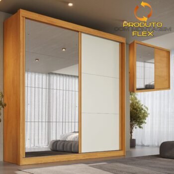 Guarda-Roupa 2 Portas Mali 151,5 m Peroba/Off White/Peroba - MÓVEIS EUROPA
