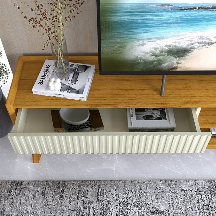 Painel até 85″ Nobre 230 Naturale + Rack Magnífico Naturale/Off White – GELIUS - Imagem 3