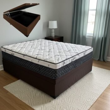 Colchão Casal Prime Light 30 cm D28 Molas Ensacadas + Base Baú Corino Marrom – ORTHOPRIME + ALTO NÍVEL
