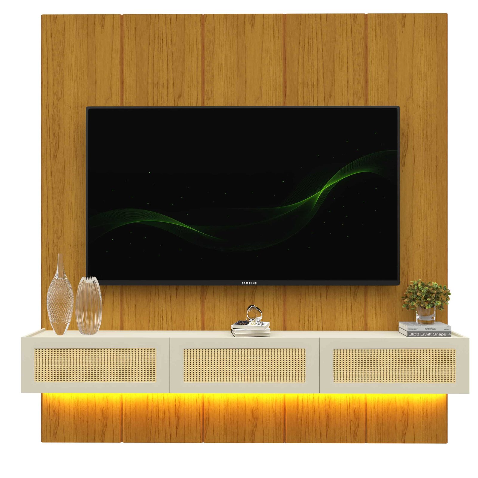 Home Suspenso até 85" Realce 2,225 m Naturale com Nicho Native Off White - GELIUS - Imagem 6