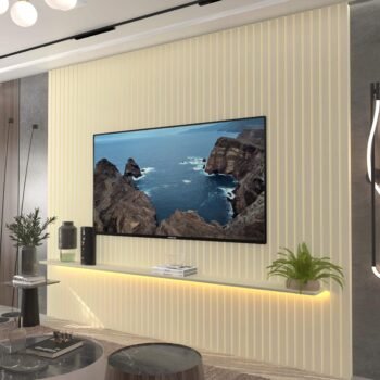 Painel ate 85" Nobre Ripado 230 Off White - GELIUS