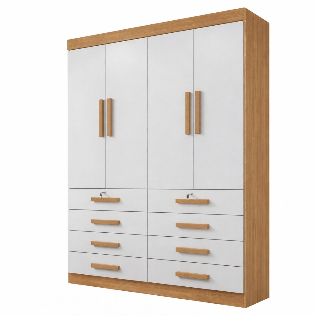 Guarda-Roupa 4 Portas Mônaco 1,60 m Cinamomo/Off White – D’DORO MÓVEIS - Imagem 5