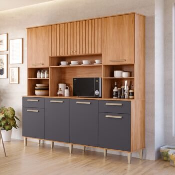 Kit Cozinha 8 portas Lívia 2,00 m Cinamomo/Titanium - MGM MÓVEIS