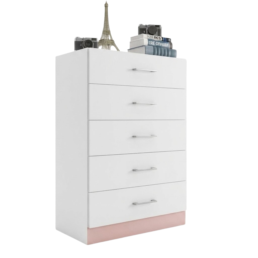 Cômoda 5 Gavetas Aruba Branco/Rosa/Azul Flex - FELLICCI - Imagem 7