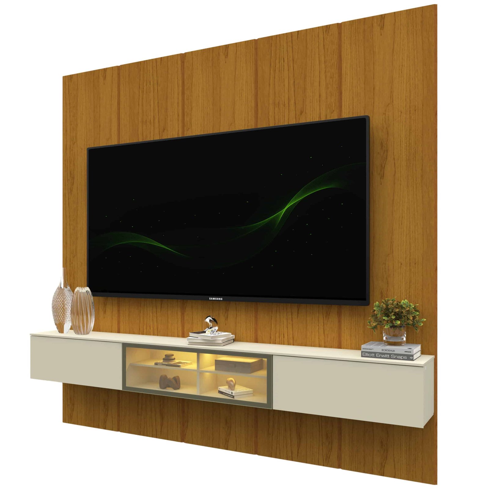Home Suspenso até 85" Realce 2,225 m Naturale com Nicho Luminare Off White - GELIUS - Imagem 6