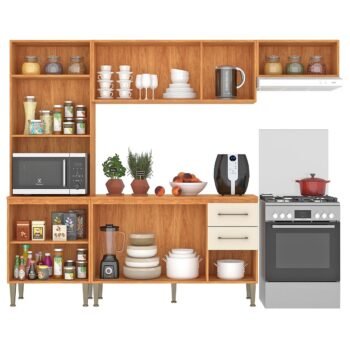Alternative view of Cozinha Completa Malu CL16 2,40 m Cinamomo/Off White - FELLICCI