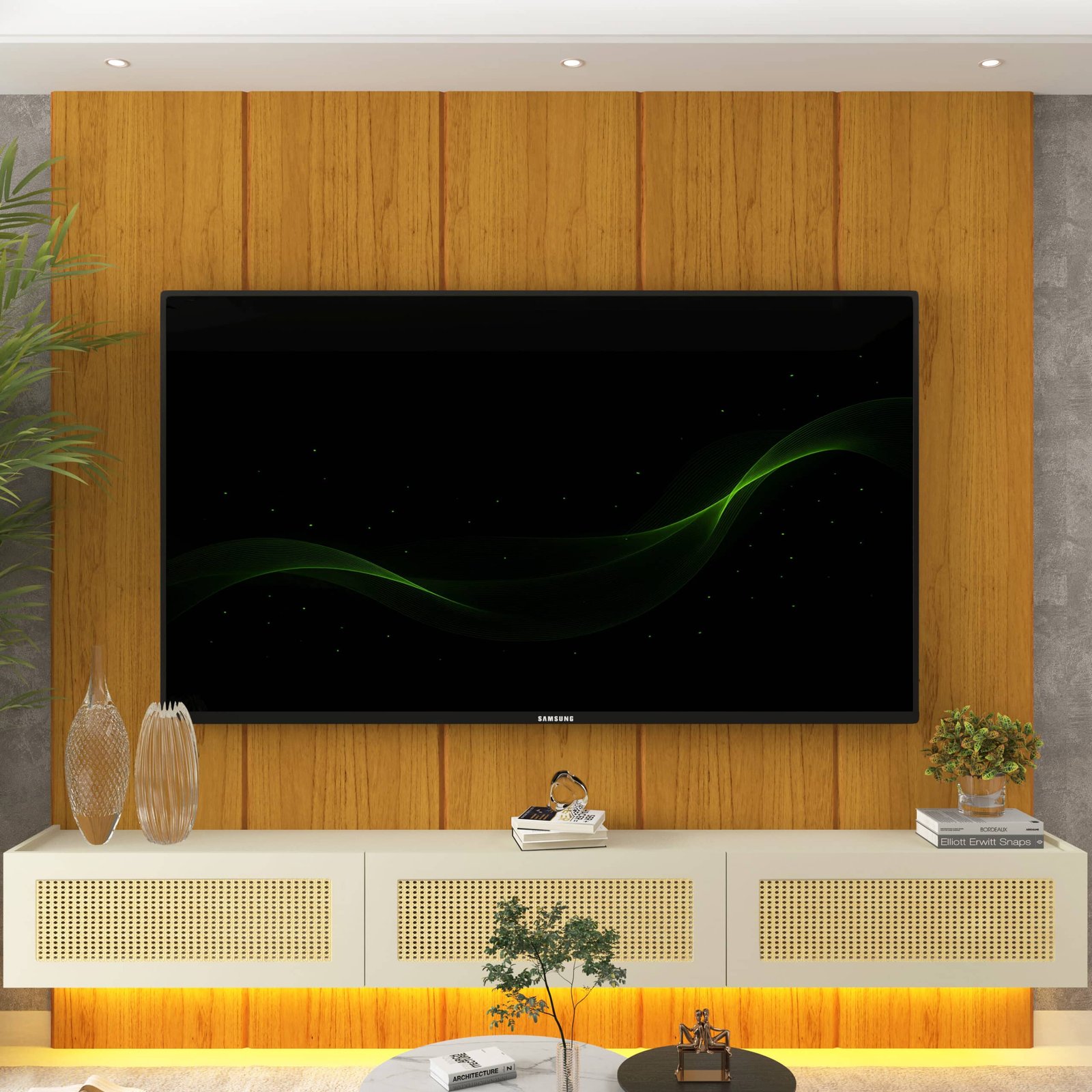 Home Suspenso até 85" Realce 2,225 m Naturale com Nicho Native Off White - GELIUS - Imagem 3
