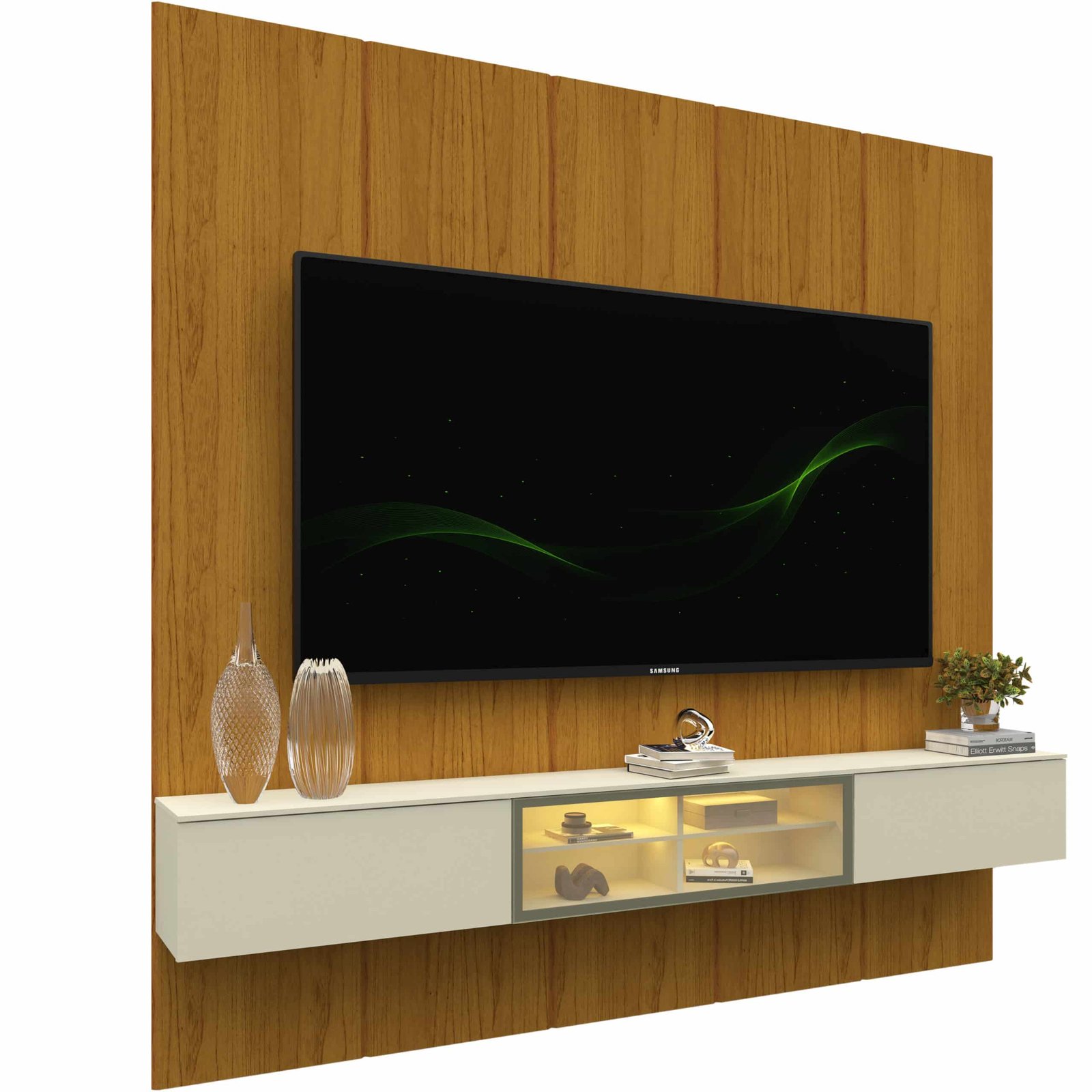 Home Suspenso até 85" Realce 2,225 m Naturale com Nicho Luminare Off White - GELIUS - Imagem 8
