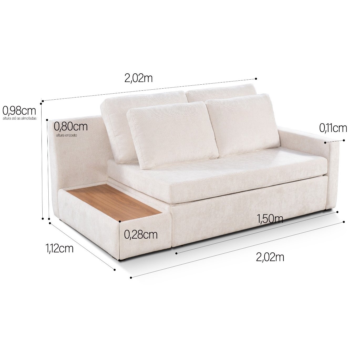 Sofá Cama Allure Ref.4003 2,02 m Linho Bege - GRALHA AZUL - Imagem 5