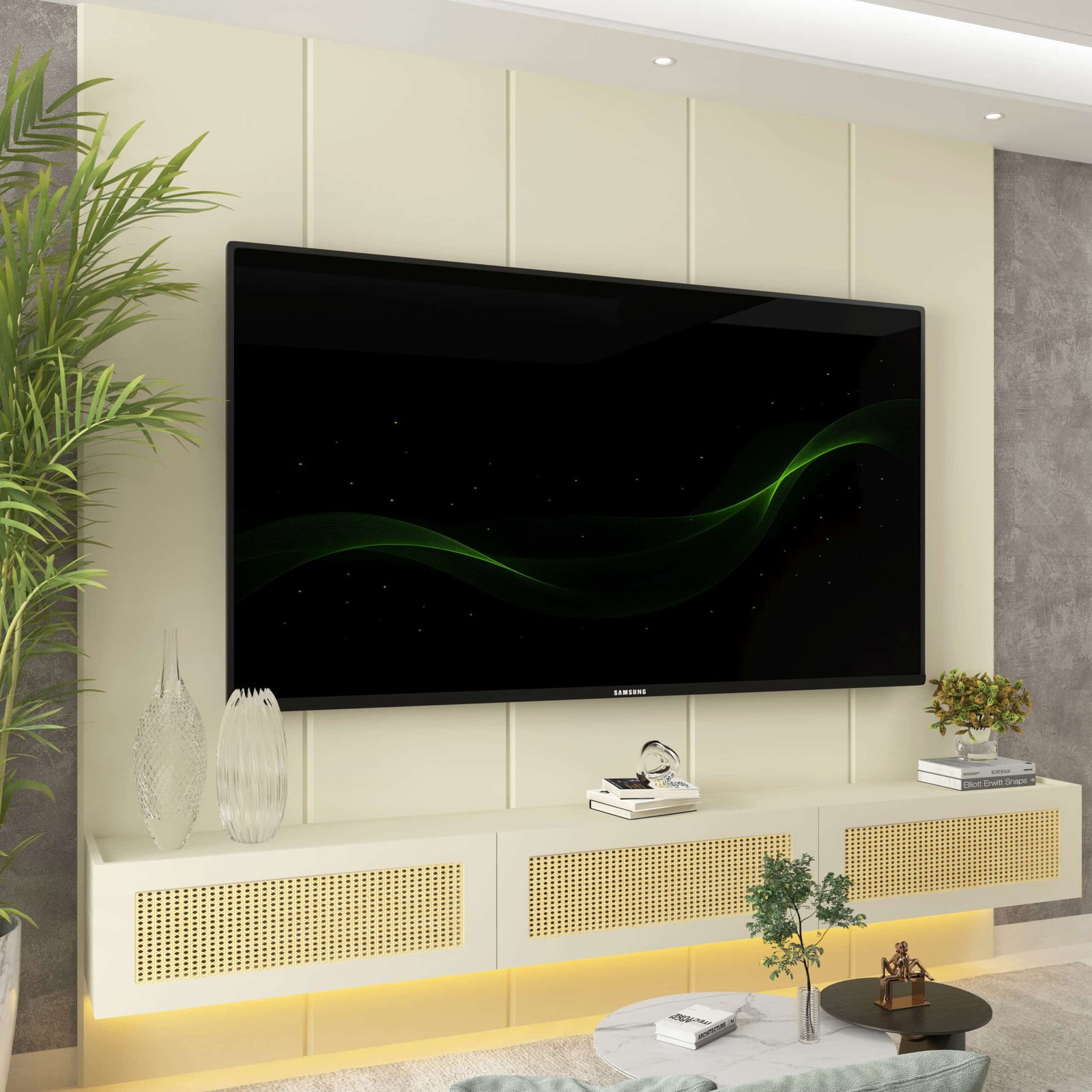 Home Suspenso até 85" Realce 2,225 m Off White com Nicho Native Off White - GELIUS - Imagem 4