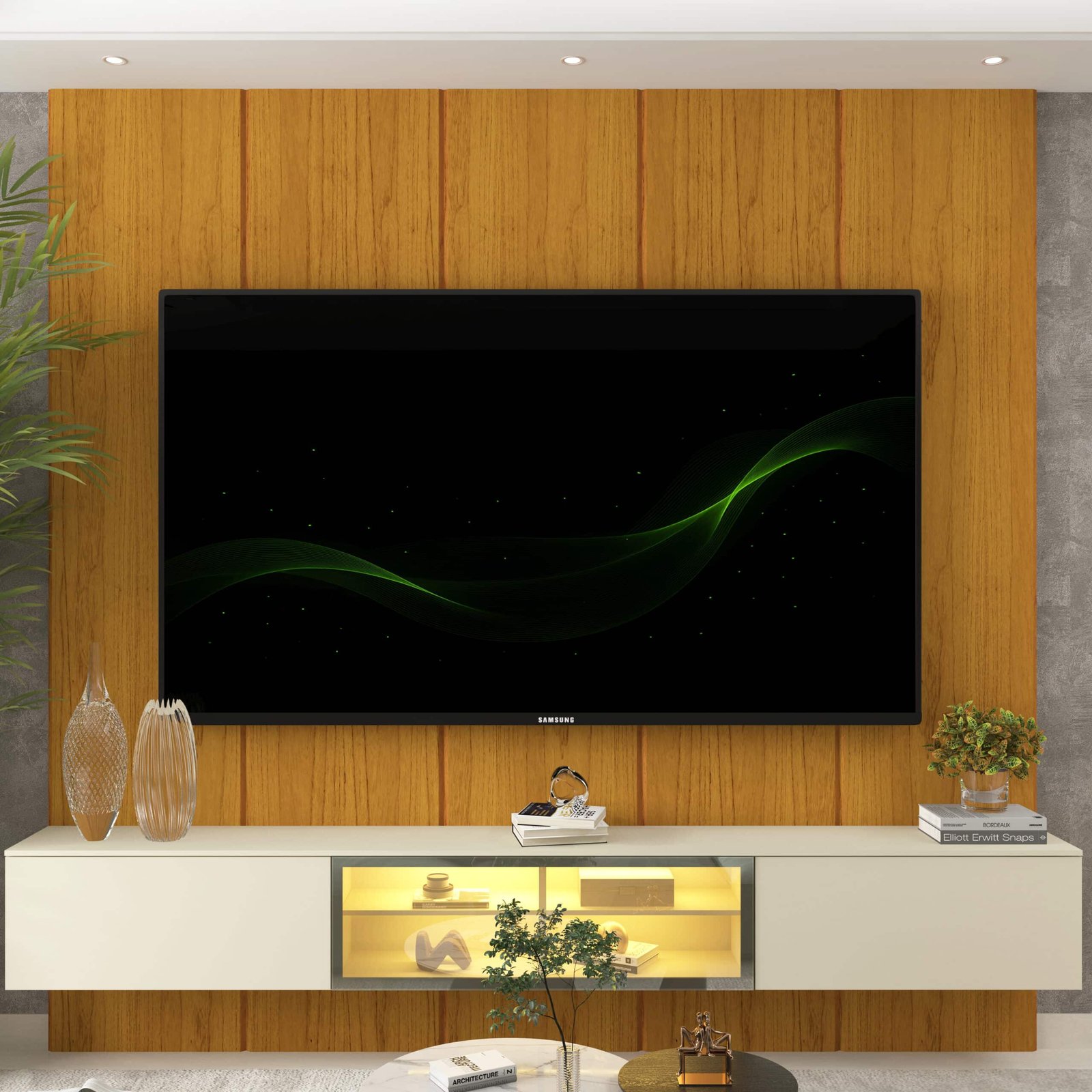 Home Suspenso até 85" Realce 2,225 m Naturale com Nicho Luminare Off White - GELIUS - Imagem 3