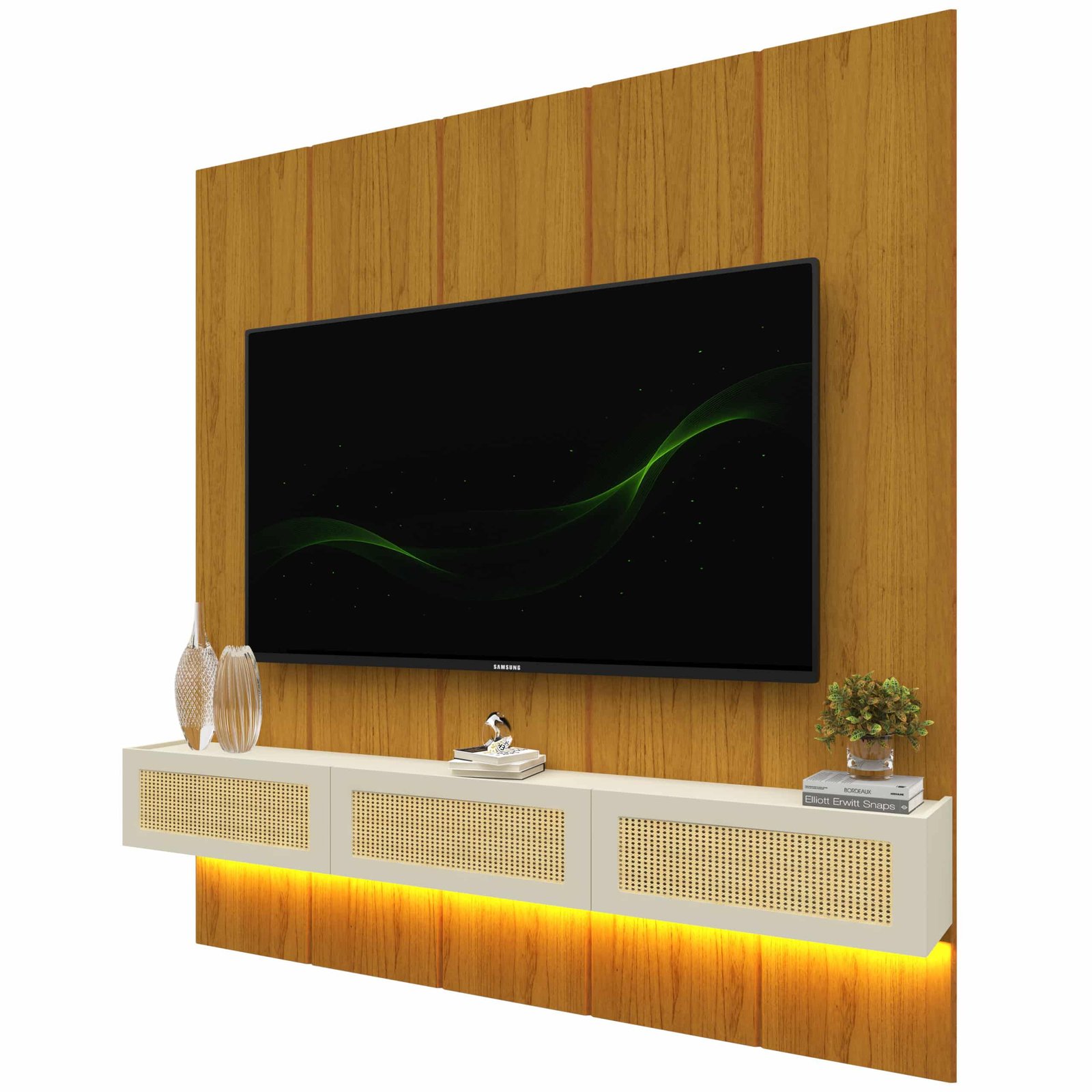 Home Suspenso até 85" Realce 2,225 m Naturale com Nicho Native Off White - GELIUS - Imagem 5