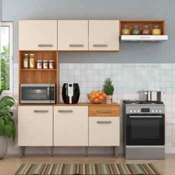 Cozinha Nina CN10 2,20 m Cinamomo/Off White - FELLICCI