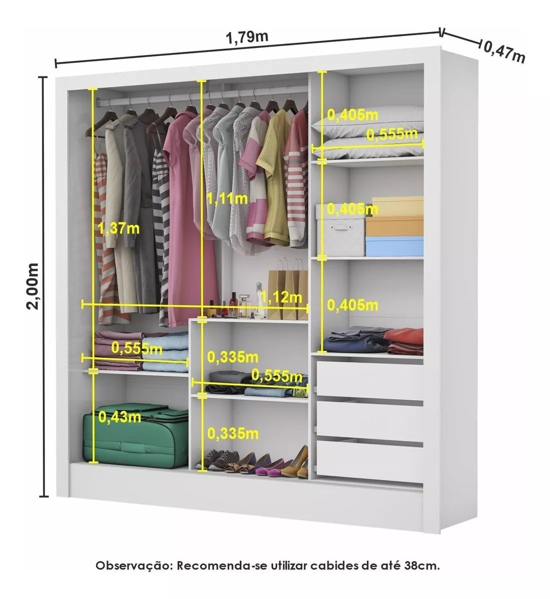 Modulado 4 Portas + Guarda-Roupa 3 Portas Dubai/Santiago Plus Branco – CARIOCA MÓVEIS - Imagem 3
