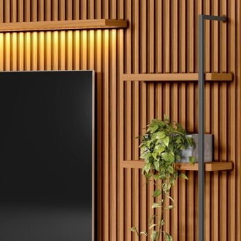 Alternative view of Painel até 75" + Rack + Módulo Lateral Ouro Preto Nature/Off White - LINEA BRASIL