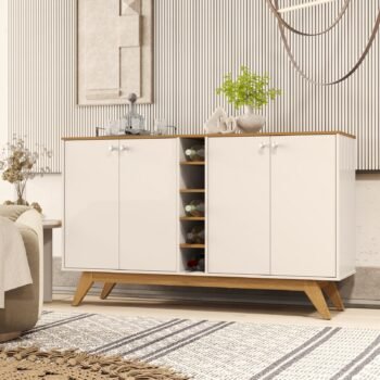 Buffet 4 Portas Jocasta Off White/Cedro - SAL MOVELARIA