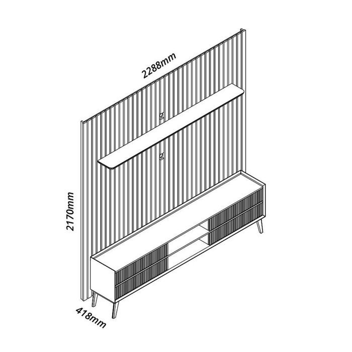Painel até 85″ Nobre 230 Off White + Rack Magnífico Naturale/Off White – GELIUS - Imagem 5
