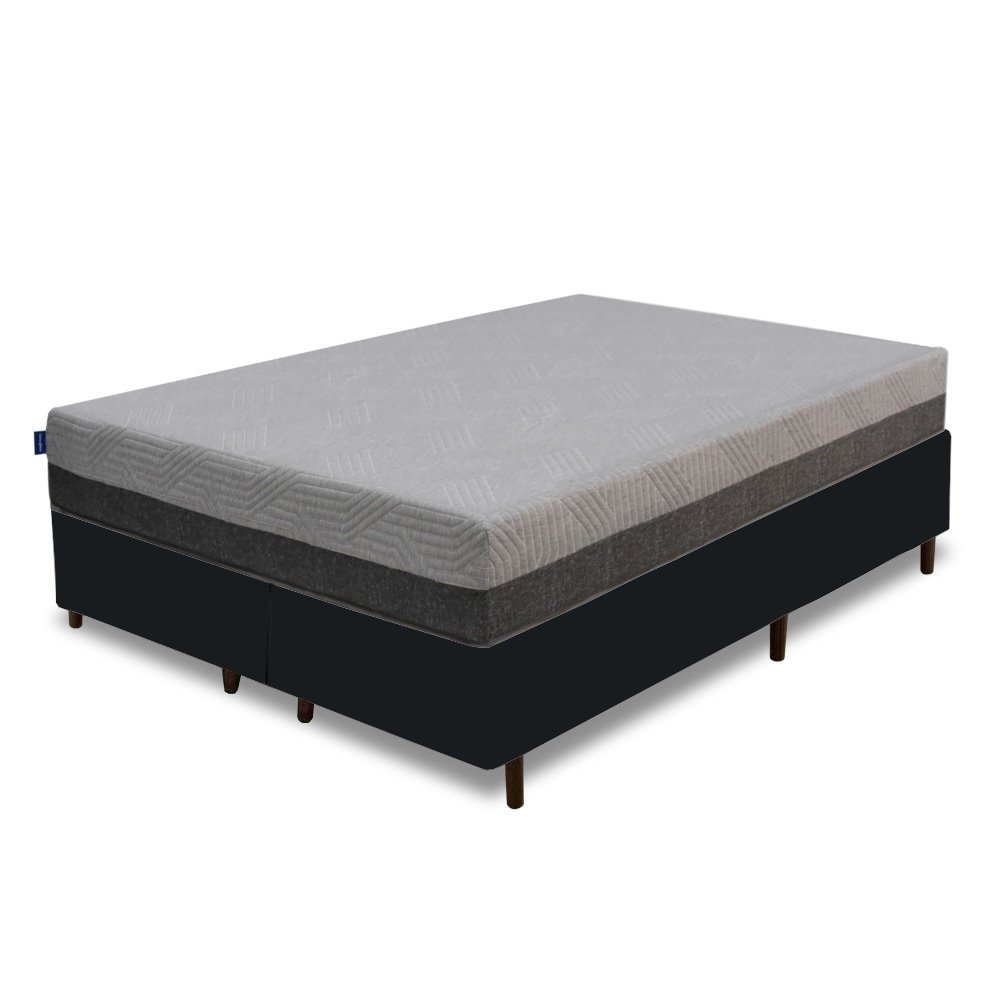 Colchão Queen Fit Visco 25 cm D28/D40 + Base Simples Corino Preto – UMAFLEX + ALTO NÍVEL - Imagem 2