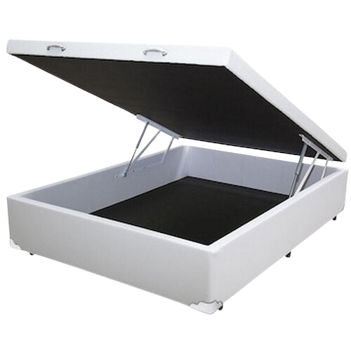 Base Box Casal Baú Corino Branco - BIOSTAR - Imagem 2