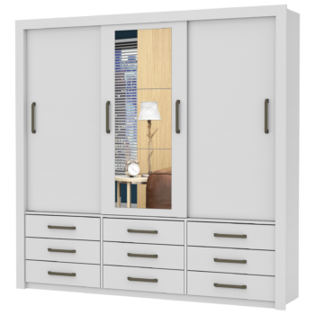 Alternative view of Guarda-Roupa 3 Portas Anjos 1,91 m Branco – CARIOCA MÓVEIS