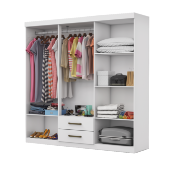 Alternative view of Guarda-Roupa 6 Portas(Sem Espelho/Sem Pes) Aries 1,53 m Branco - CARIOCA MOVEIS