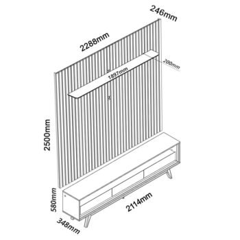 Alternative view of Painel até 85″ Nobre 230 Off White + Rack Requinte 212 Off White/Azul – GELIUS