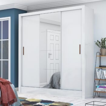 Guarda-Roupa 3 Portas Dubai/Santiago Plus (1 porta espelhada) 1,79 m Branco - CARIOCA MÓVEIS