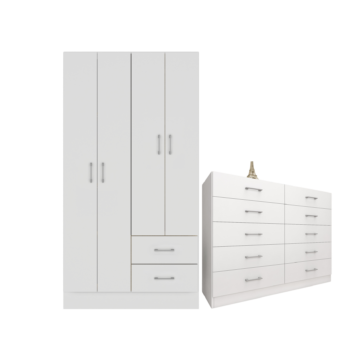 Alternative view of Guarda-Roupa 4 Portas Panamá 4002 + Cômoda 10 Gavetas Caribe Branco – FELLICCI