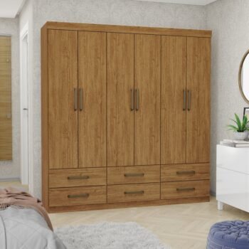 Guarda-Roupa 6 Portas(Sem Espelho/Sem Pés)Dallas 1,53 m Cinamomo - CARIOCA MÓVEIS