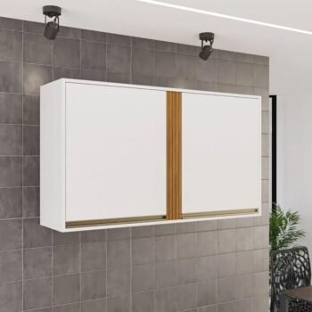 Aéreo Cozinha Pérola Larg. 1.20m Branco/Cinamomo 2 Portas - Sallêto