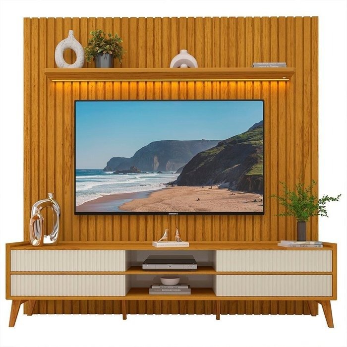 Painel até 85″ Nobre 230 Naturale + Rack Magnífico Naturale/Off White – GELIUS - Imagem 7