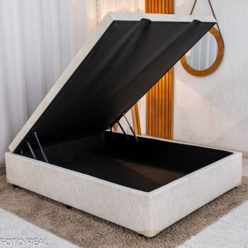 Base Box Baú Casal Prime Confort Corino Palha Blindado 138x188x45 - Issacar
