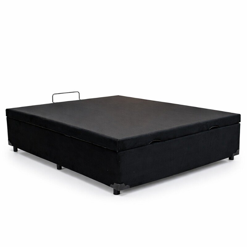 Colchão Casal Airtech 150 Ortopillow Ortopédico D45 Ortobom + Box Baú Casal Prime Confort Sued Preto Blindado Issacar - 138x188x73 | Suporta até 240kg - Imagem 7