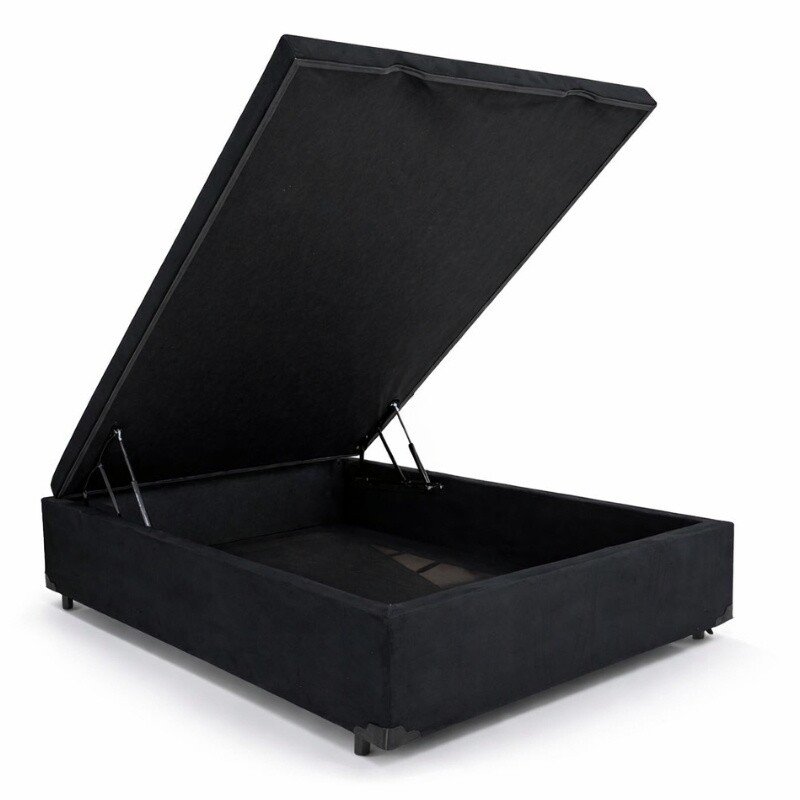 Colchão Casal Airtech 150 Ortopillow Ortopédico D45 Ortobom + Box Baú Casal Prime Confort Sued Preto Blindado Issacar - 138x188x73 | Suporta até 240kg - Imagem 2