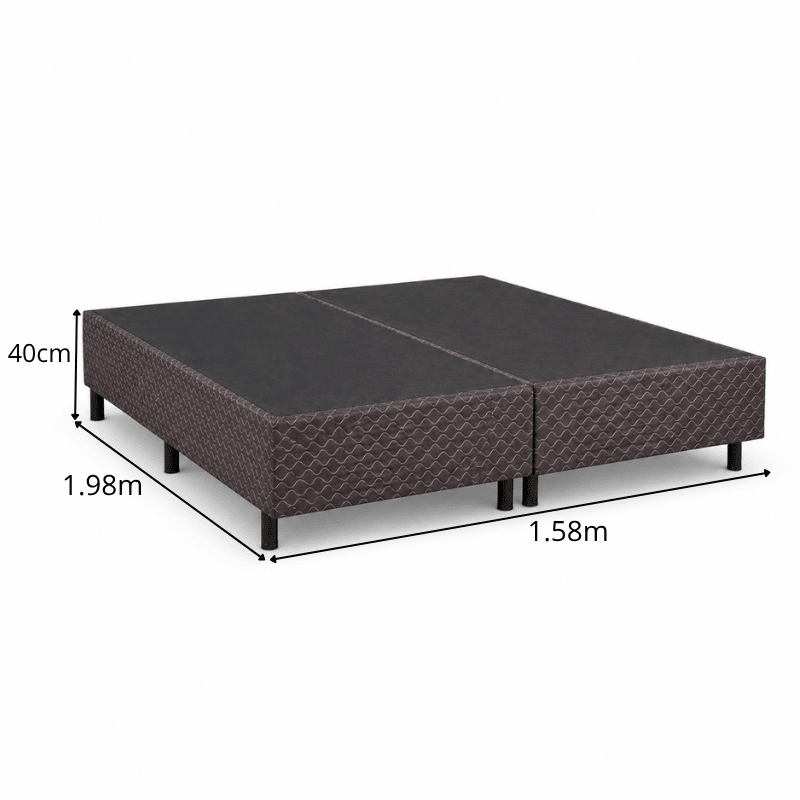 Colchão Queen Twins Molas BlueWave + Base Box Queen Bipartido Universal Marrom Bordado Gazin - 158x198x74 | Suporta até 290kg - Imagem 8