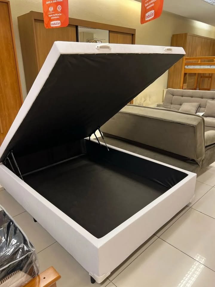 Base Box Casal Baú Corino Branco - BIOSTAR