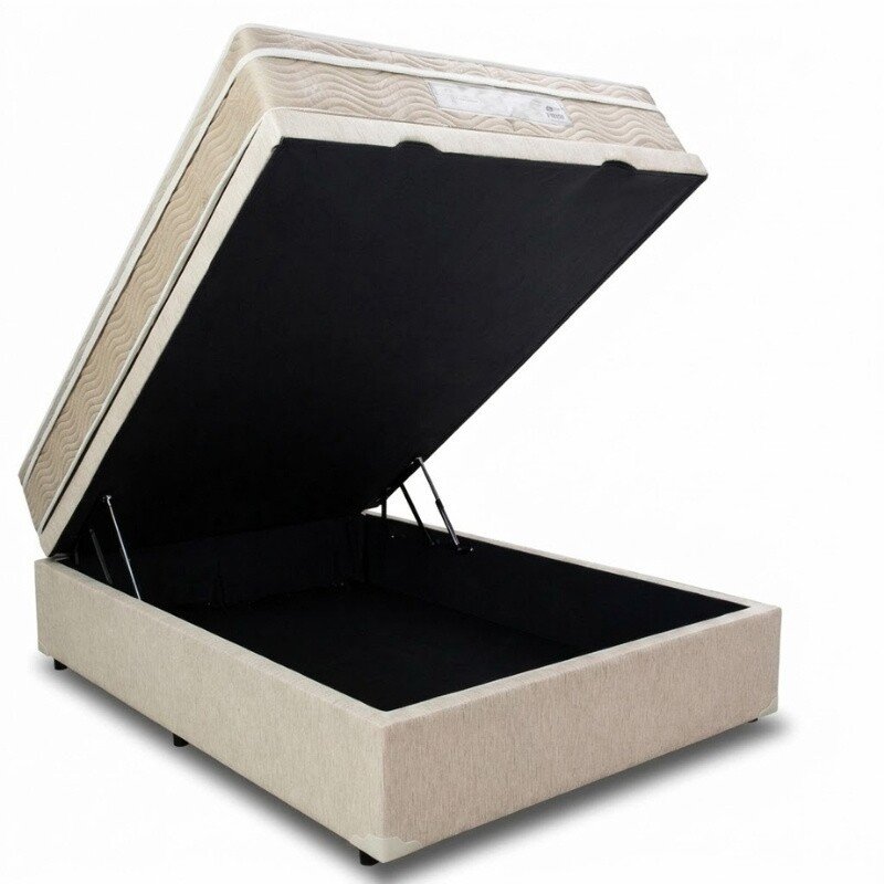 Colchão Casal Airtech Springpocket Molas Ensacadas Ortobom + Box Baú Casal Prime Confort Korino Linho Palha Blindado Issacar - 138x188x70 | Suporta até 240kg - Imagem 3
