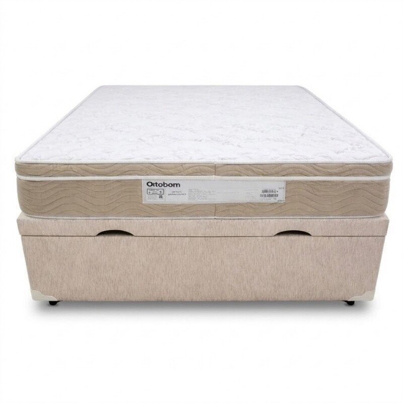Colchão Casal Airtech Springpocket Molas Ensacadas Ortobom + Box Baú Casal Prime Confort Korino Linho Palha Blindado Issacar - 138x188x70 | Suporta até 240kg - Imagem 2