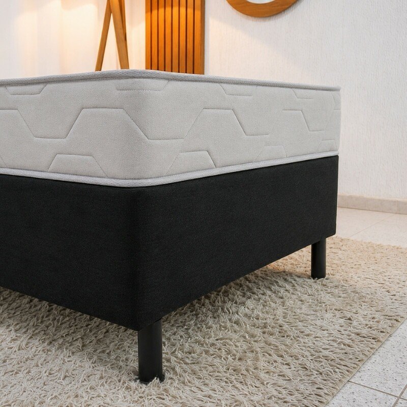 Colchão Solteiro Confort Premium Ortopédico Inovaflex + Box Solteiro Sued Preto Ortobel - 88x188x55 | Suporta até 120kg - Imagem 4