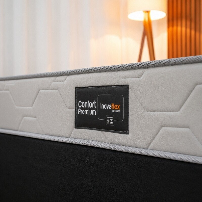 Colchão Solteiro Confort Premium Ortopédico Inovaflex + Box Solteiro Sued Preto Ortobel - 88x188x55 | Suporta até 120kg - Imagem 5
