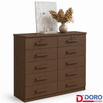 Cômoda Ryad Com 10 Gavetas Castanho - D Doro