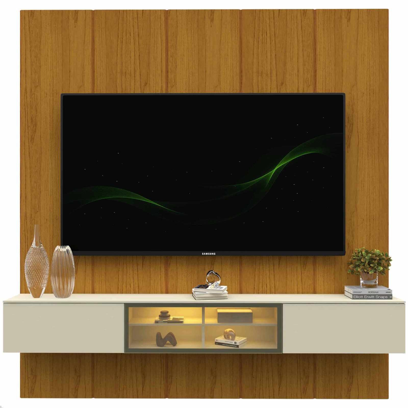Home Suspenso até 85" Realce 2,225 m Naturale com Nicho Luminare Off White - GELIUS - Imagem 7