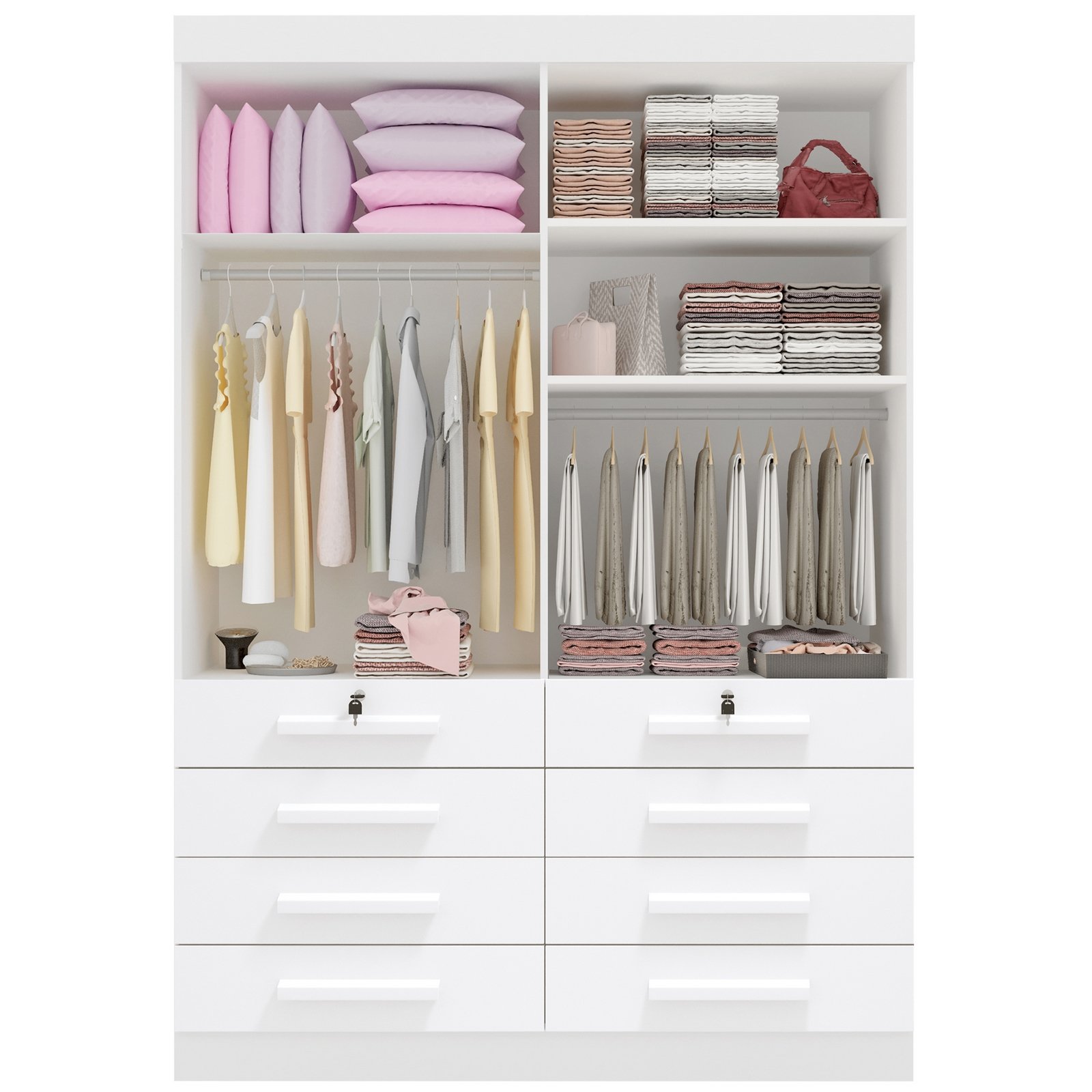 Guarda-Roupa 4 Portas Mônaco 1,60 m Cinamomo/Off White – D’DORO MÓVEIS - Imagem 3