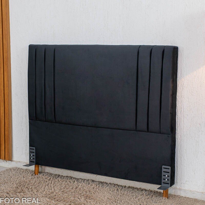 Painel Cabeceira Box Casal 1.40 Lavínia Veludo Preto - Imagem 6
