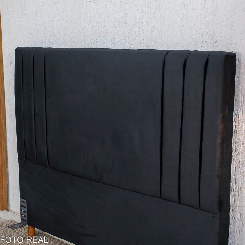 Painel Cabeceira Box Casal 1.40 Lavínia Veludo Preto - Imagem 7