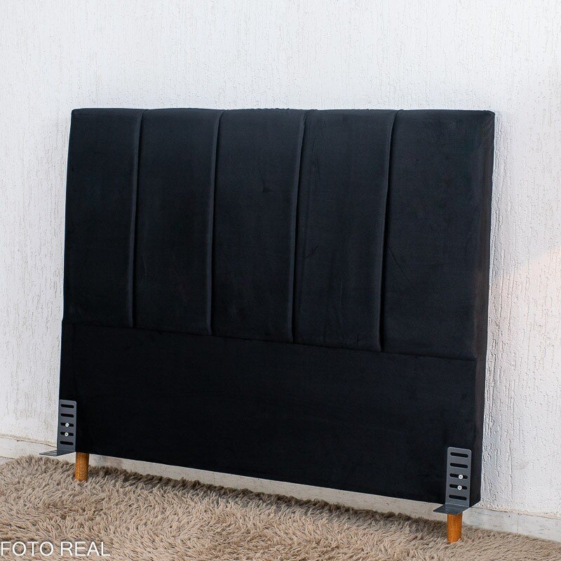 Painel Cabeceira Box Casal 1.40 Lavínia Veludo Preto - Imagem 4