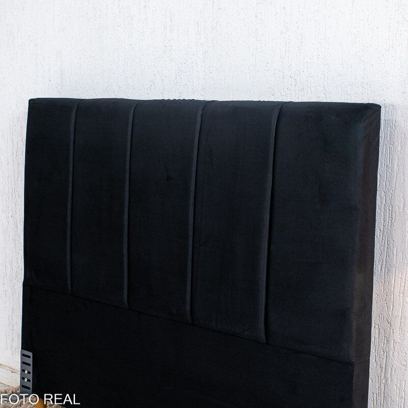 Painel Cabeceira Box Casal 1.40 Lavínia Veludo Preto - Imagem 5